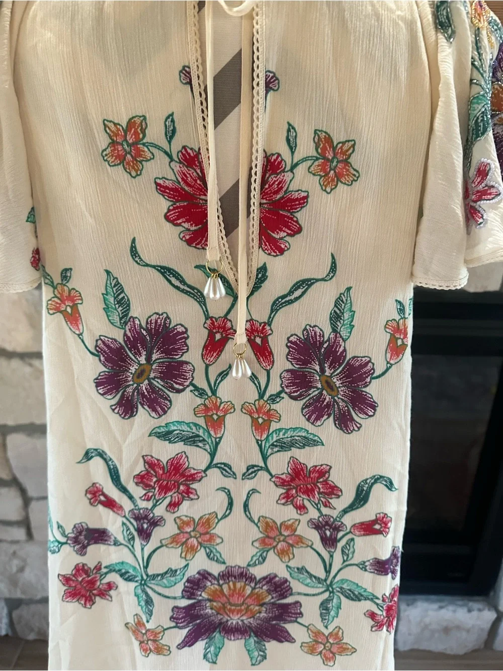 🆕NWT Free People Movement  Tropics Beaded Mini Dress Color: Tea Combo SZ XS